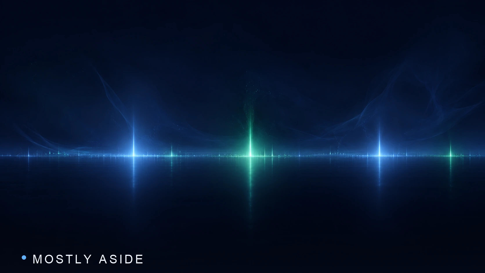 A quiet, dark baseline of dim light broken by a few rare, bright vertical pulses scattered across the width.